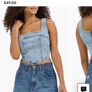 NEW with Tags. Lee Denim Blue Corset Top. Size Medium